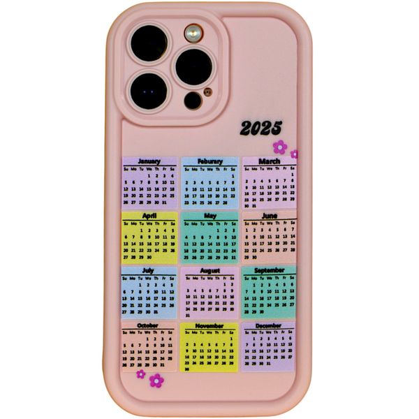 Phone Case with 2025 Calendar Print &amp; Pro Camera - Compatible With Iphone 15 Pro Max - Pink