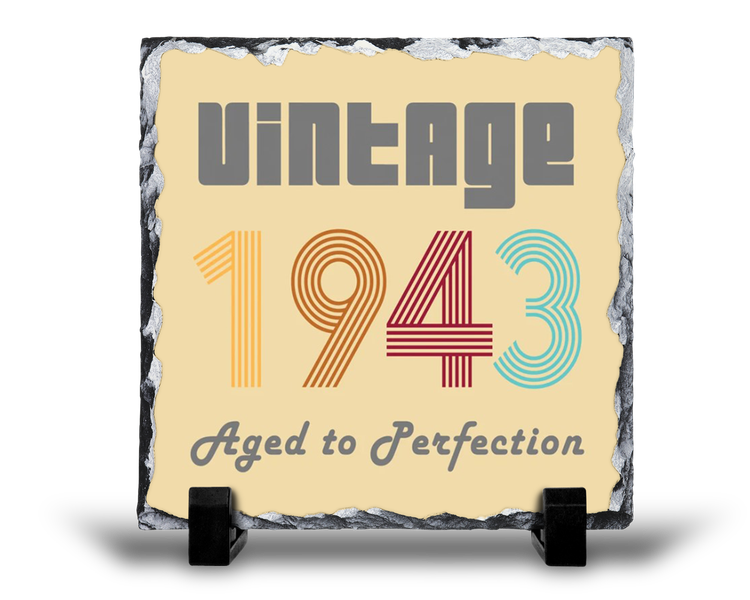 Vintage 1943 Aged To Perfection 80th Birthday For Her Gift Rock Slate