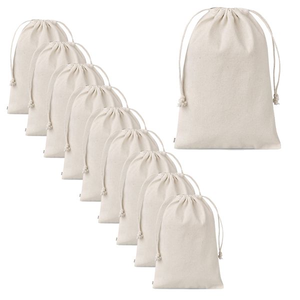 Natural Cotton Drawstring Bag (Pack of 10)