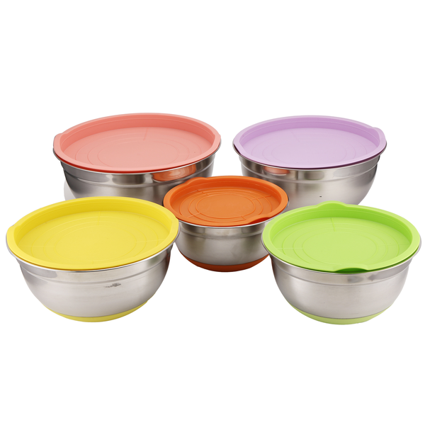 5Pcs Stainless Steel Mixing Bowls 18-26Cm Diameter Nesting Bowls