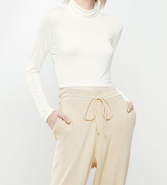 Women's Glamorous High Neck Knit - Cream