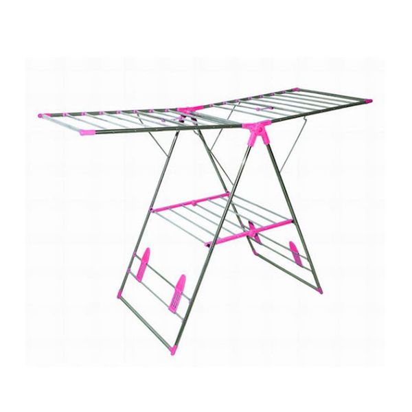 Dark Grey Foldable Drying Rack with Pink Accents