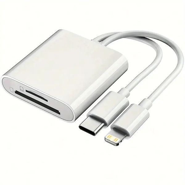 USB-C Hub with TF/SD Card Reader Compatible with iPhone, MacBook, PC