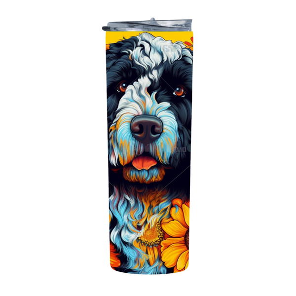 Floral Neon Dog Yellow 20 Oz Straight Skinny Tumbler 006