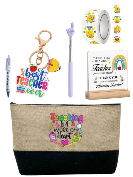 6-Piece Teacher Appreciation Gift Set - "Teaching Is A Work Of Heart