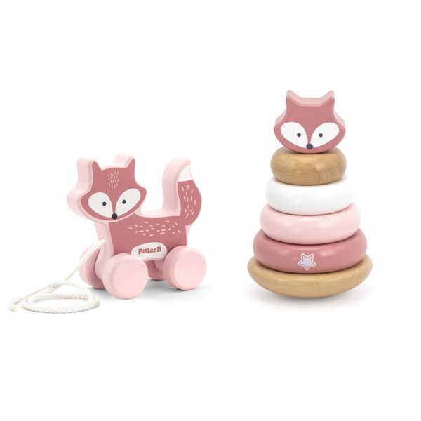 PolarB Pull Along and Stacking Fox Set- Wooden