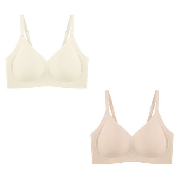 Women's Seamless Daily Lingerie Nylon Wireless Full-Cup Bra - Pack of 2