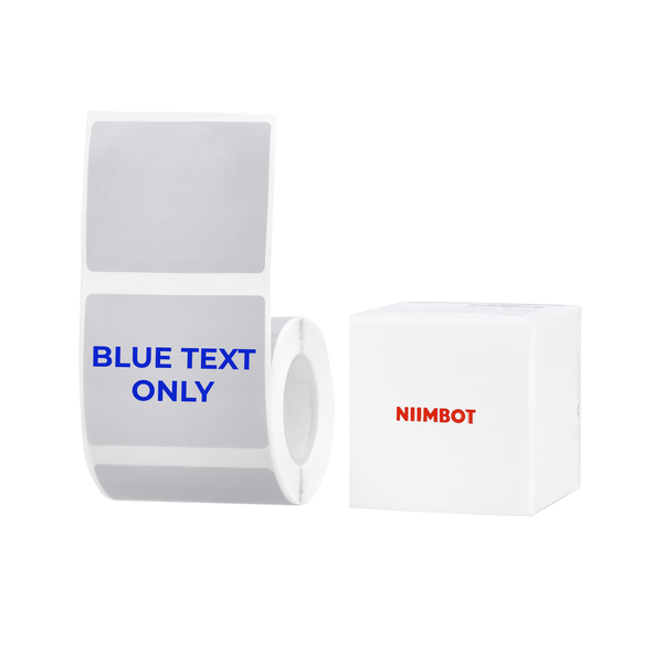 Niimbot - B1/B21/B3S/B4 - 50×40mm - 150 Silver Gray Labels - Blue Text Only