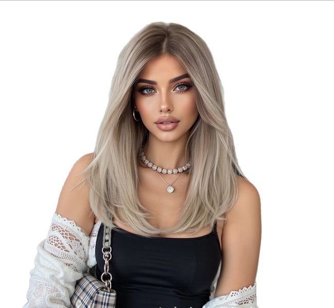 Women's Gradient Brown Layered Medium-length Wig-45cm