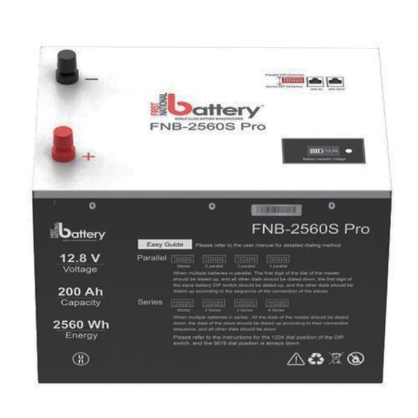 LiFePO4 Lithium Battery - 12V 2.56kWh 200Ah with Digital Display