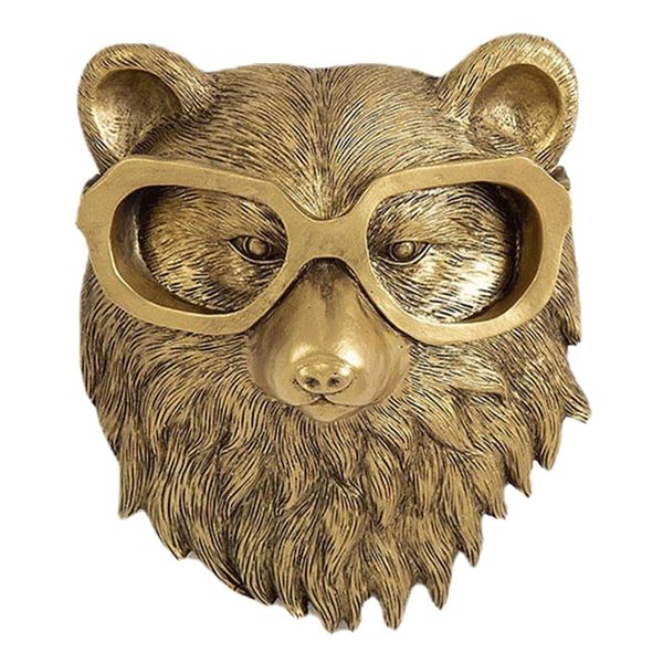 Decor 3D Antique Bear Faced Wall Mount Hanging Sculpture - 17cm