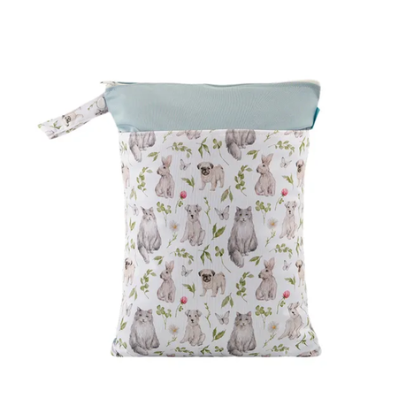 Baby Reusable Wet Bag - Cats, Dogs and Bunnies Image