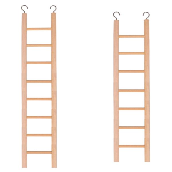 Pet Wooden Bird Cage Decoration Large Climbing Ladder Set of 2