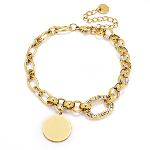 Lily &amp; Rose Waterproof Stainless Steel CZ Oval Link Charm Bracelet