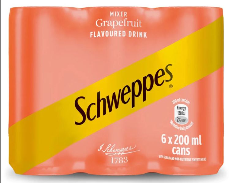 Schweppes Grapefruit 200ml 6 Pack Cans
