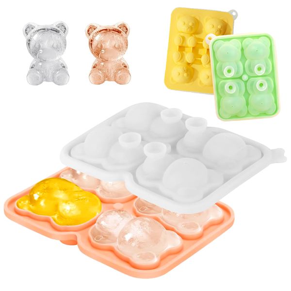 3PK Bear Mini Ice-Maker Ice Drink DIY Silicone Moulds Set 3D Cook Gift