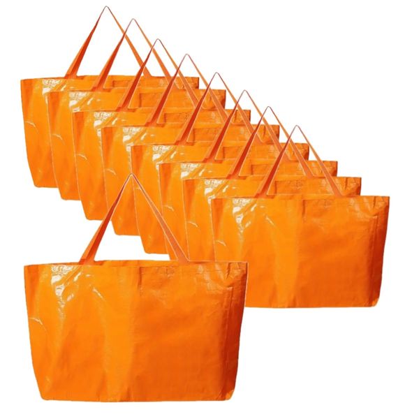 Kitchen Large Heavy Duty Orange Polyester Tote Shopping Bag (45cm) - 9 Piece