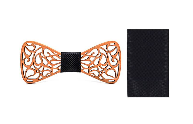 Maple Wood Bowtie Set - Black
