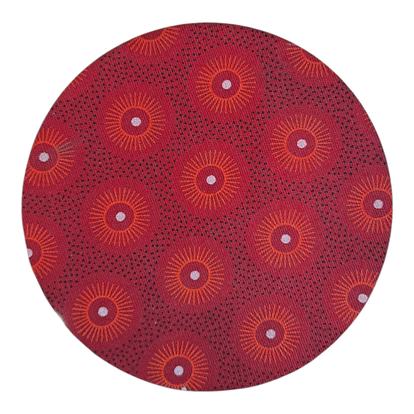 Gift Emporium Shweshwe Coasters - Red Sunburst Pattern