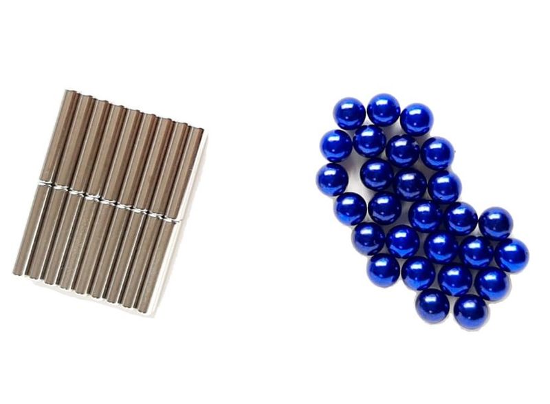 Magnetic Building Blocks Set - Magnetic Rods and Balls (Silver &amp; Blue)