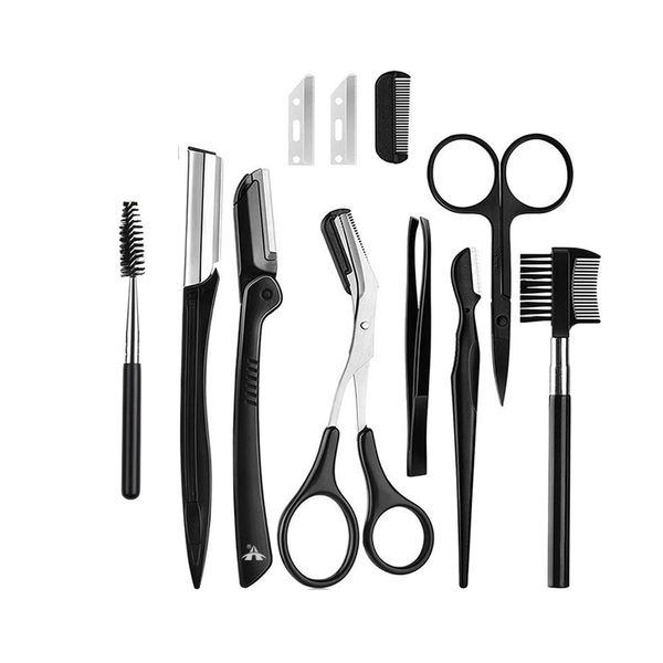 Alanes Eyebrow Trimmer Kit Face Razors Eyelash Comb Brush Grooming Scissors
