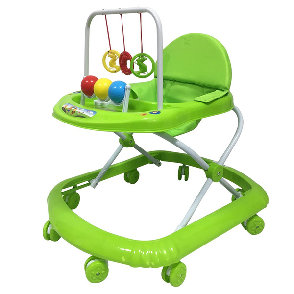 Baby Walker With Musical Play Button And Front Play Toy - Green