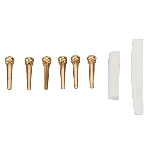 Bone Saddle, Nut &amp; Brass Bridge Pins Kit for Guitar