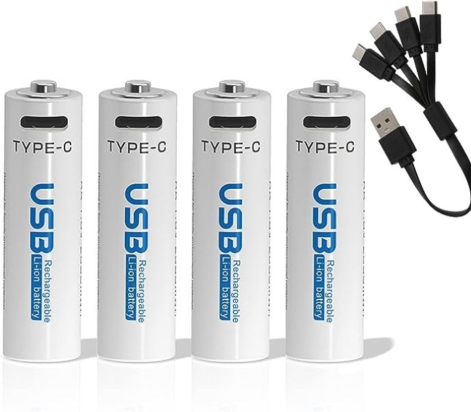 USB Rechargeable Batteries x 4 - AA - 2550 mAh