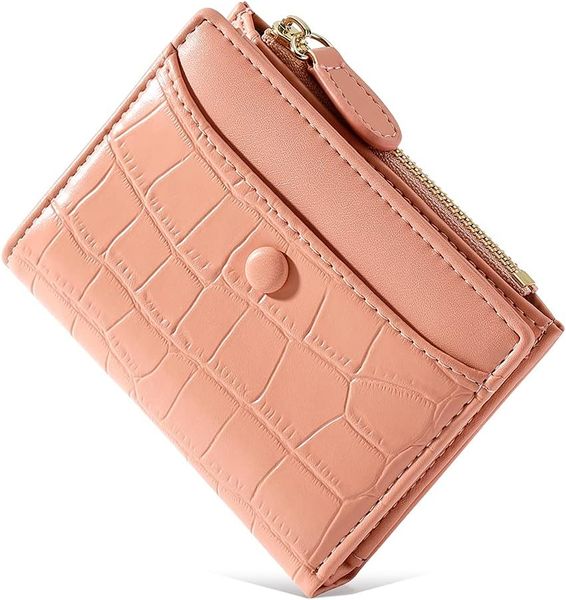 Zipper Coin Purse Folding Large Capacity Card Holder - Pink