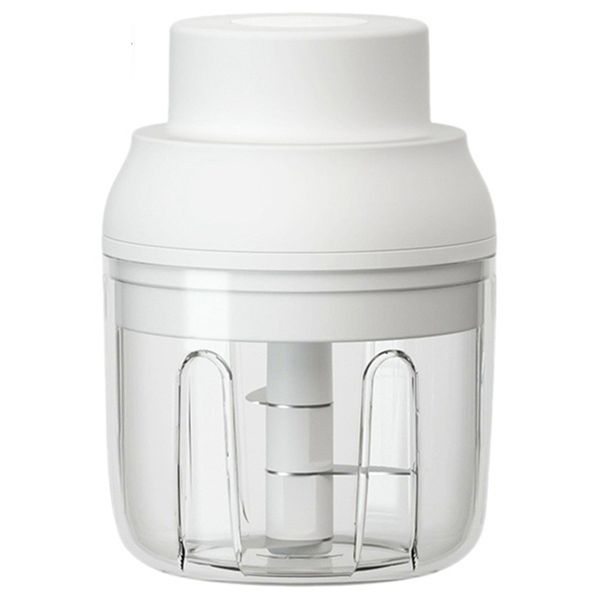 Electric Garlic Chopper USB Charging 3 Blades Garlic Masher Machine White
