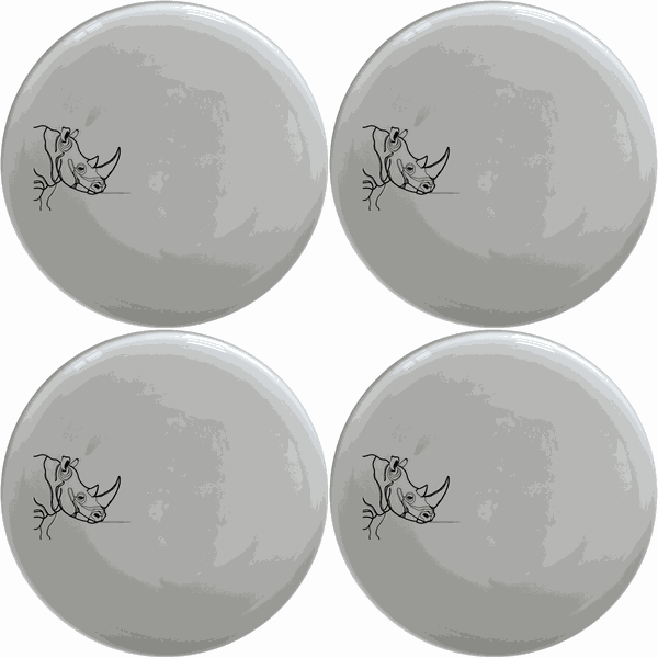 Silhouette Big Five African Rhino Side Plate Set of 4 - Range 1