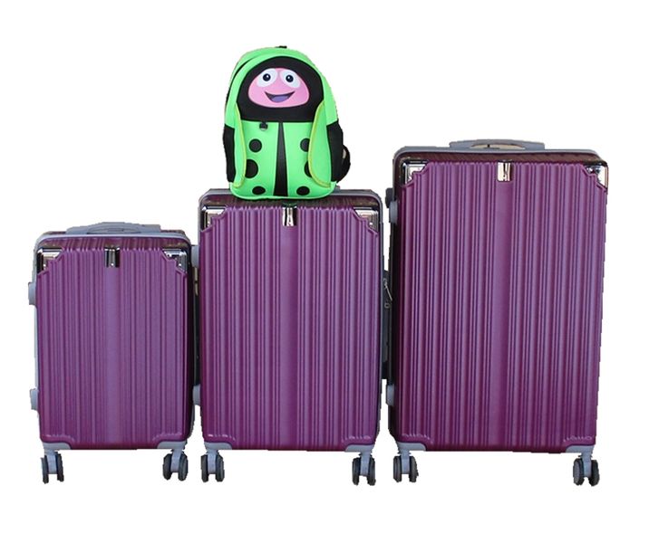 Purple 3-Piece ABS Luggage Set with Spinner Wheels with Kids Ladybug Backpack