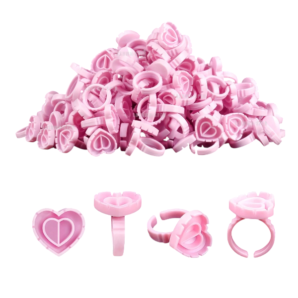 1000 Piece Heart-Shaped Disposable Adheive Holder Rings - Pink
