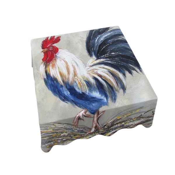 Blue Rooster By Stella Bruwer Square Tablecloth
