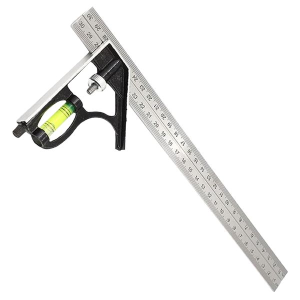 Tool DIY Adjustable Stainless Steel Metric Combination Square Ruler (300mm)