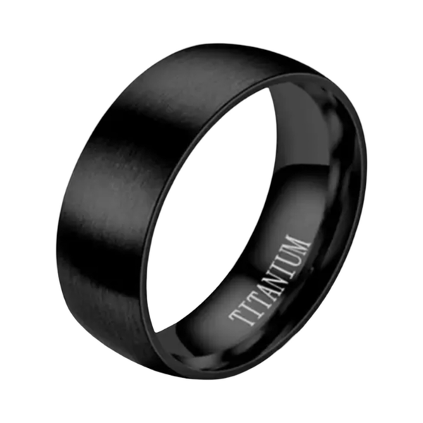 Men's Black Titanium Steel Ring - Business Style with Matte Finish