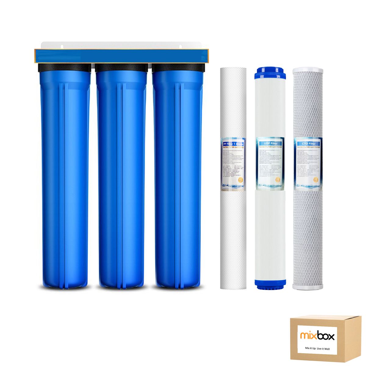 Mix Box 3-Stage 20″ Water Filter System Kit Compatible with Slimline