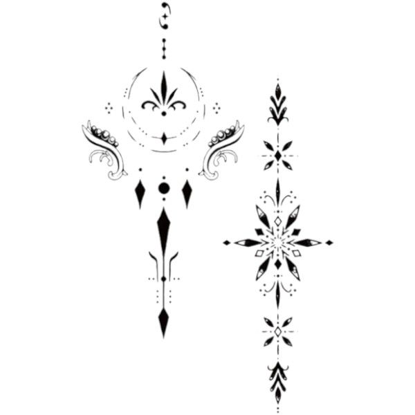 1 Piece - Celestial Brahma Moon Temporary Tattoo - Black