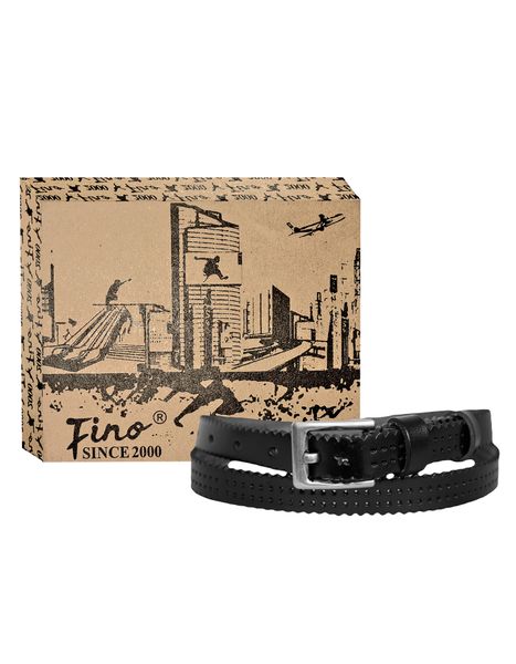 Fino F2022F Genuine Leather Belt A With Silver Tone Buckle