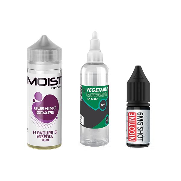 120ml Moist Vape Juice DIY Longfill Kit - Gushing Grape - 2mg