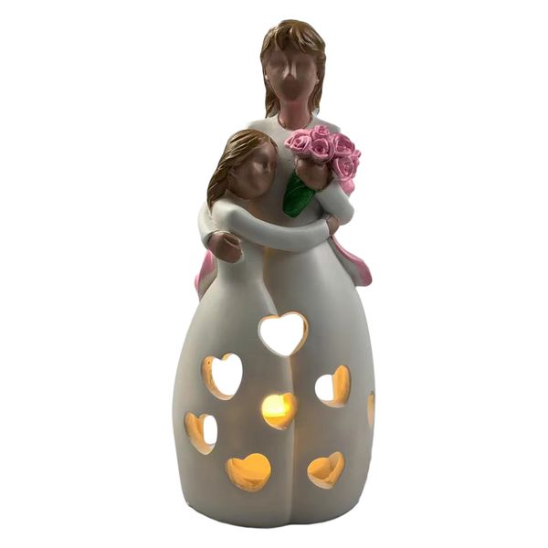 Mother Daughter Hug Candle Holder With LED Light Gift