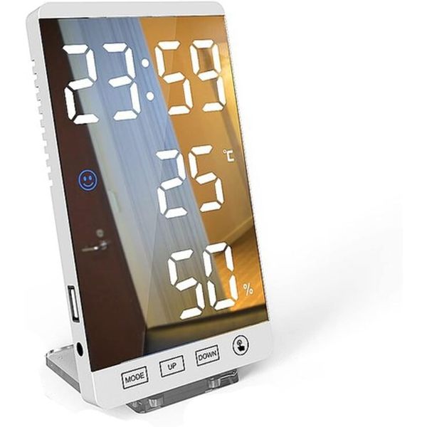 6 Inch LED Mirror Alarm Clock Touch Digital Clock
