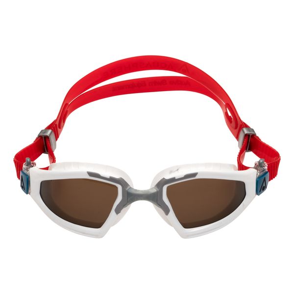 Aquasphere Kayenne Pro - Brown Polarized Lens - White/Red Swim Tri Goggles