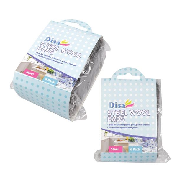 Bulk Pack x 4 Scourer Pads 6pcs Per Pack Steelwool 36g