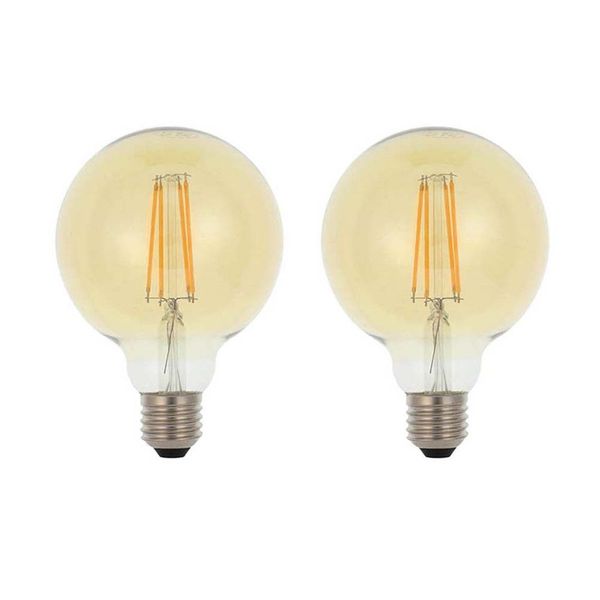 VITO LED Filament Bulb - Amber Glass G125 - 8W - 2500K Warm White - Set of 2