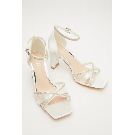 Quiz white satin 2025 bridal sandals