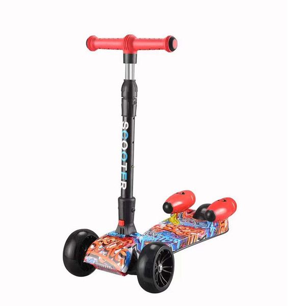 3 Wheel Flashing Folding Water Spray Kids Scooter With LED Lights