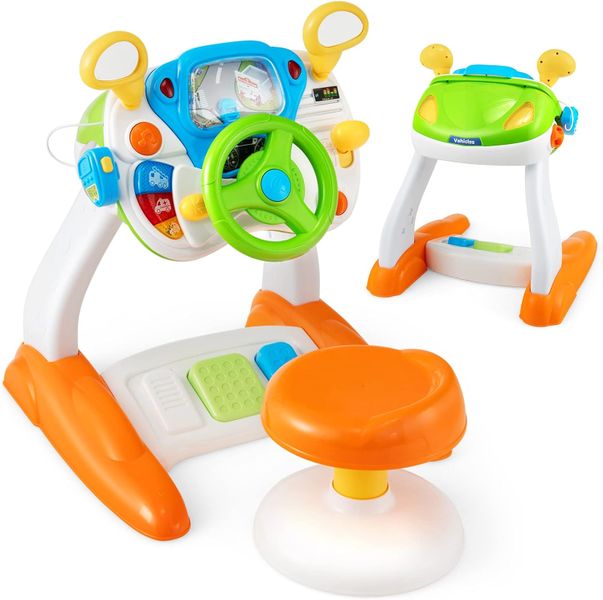 Steering Wheel Toy, Pretend Play Driving Simulated Toy w/Light and Music