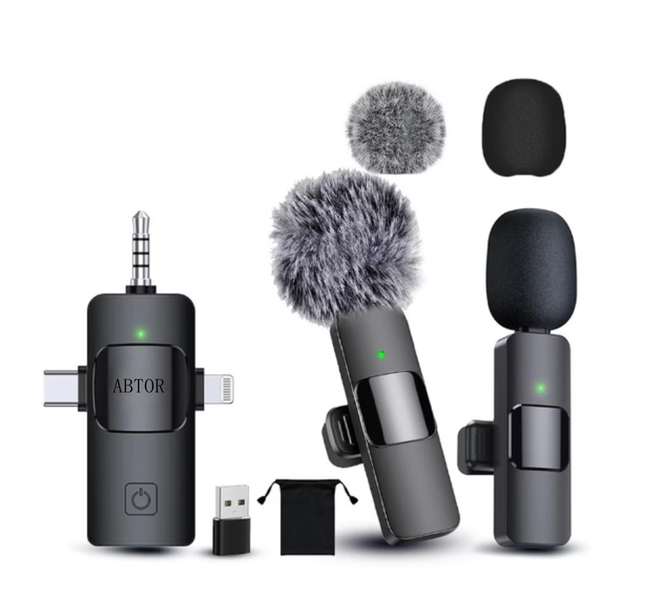 ABTOR Professional Lapel Microphone Set(2), 2.4GHz Wireless Connection