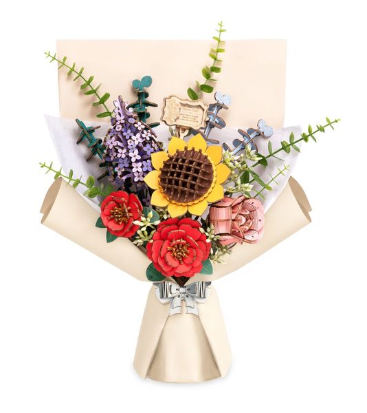 Robotime DIY Flower Bouquet 3D Wooden Puzzle (581 Pieces)